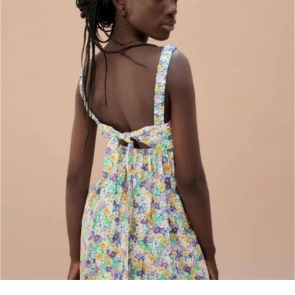 ZARA Poplin Print Floral Dress Multicolored - Picture 2 of 9